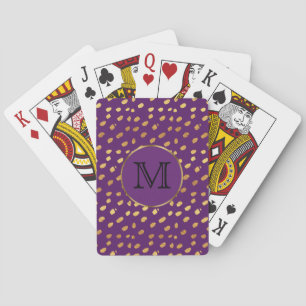 Baraja De Cartas Ciruela Púrpura y Monograma de Oro