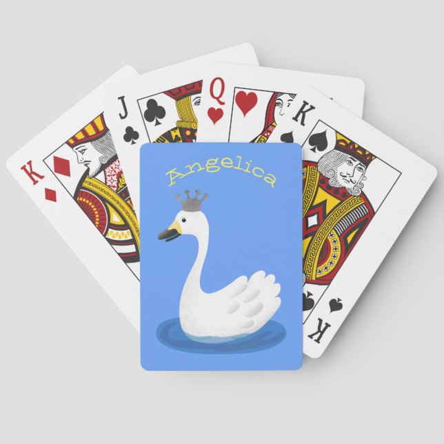 Baraja De Cartas Cisne blanco con personalizado de la corona (Reverso)