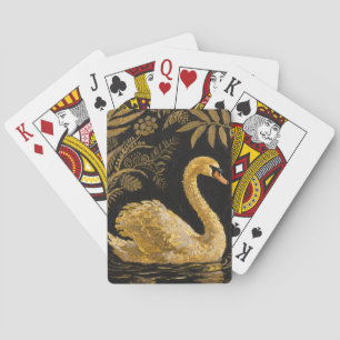Baraja De Cartas Cisne dorado en un estanque nocturno
