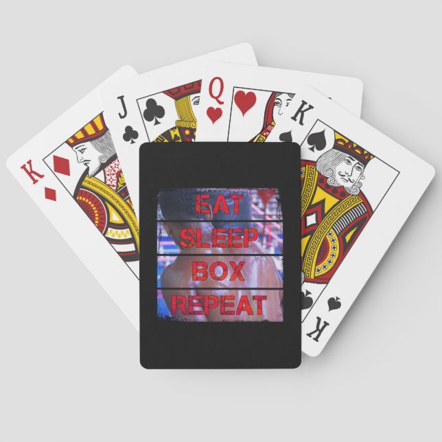 Baraja De Cartas Cita de entrenamiento de Boxer Comer caja de sueño (Reverso)