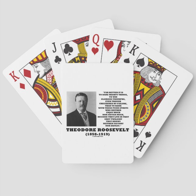 Baraja De Cartas Cita de Theodore Roosevelt se atreve a cosas poder (Reverso)