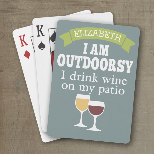 Baraja De Cartas Cita de vino divertida con nombre personalizado (Personalized playing cards with a funny wine saying - great for a party)