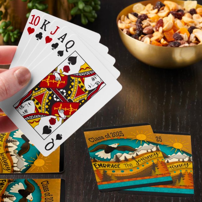 Baraja De Cartas Cita Inspiradora de graduación de águila retro en  (Subido por el creador)