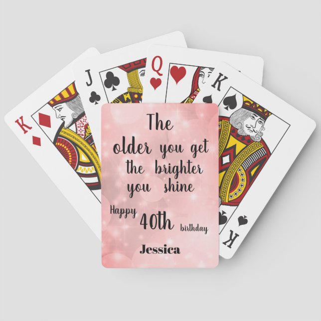 Baraja De Cartas Cita inspiradora Feliz 40 cumpleaños (Reverso)