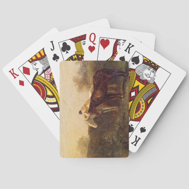 Baraja De Cartas Cita rural (Beso romántico a caballo) (Reverso)