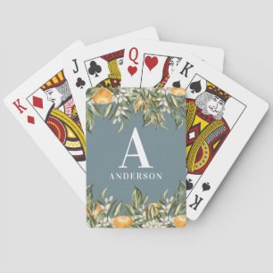 Baraja De Cartas Citro rústico moderno botánico floral azul