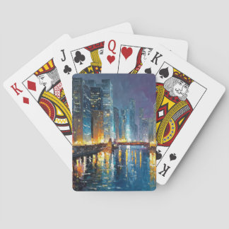 Baraja De Cartas City Lights Waterfront Skyline Playing Cards