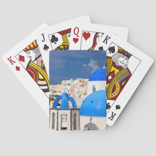 Baraja De Cartas Cityscape de Santorini, Grecia (Reverso)