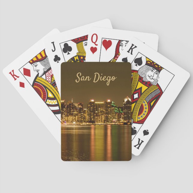 Baraja De Cartas Cityscape Skyline Night California San Diego (Reverso)