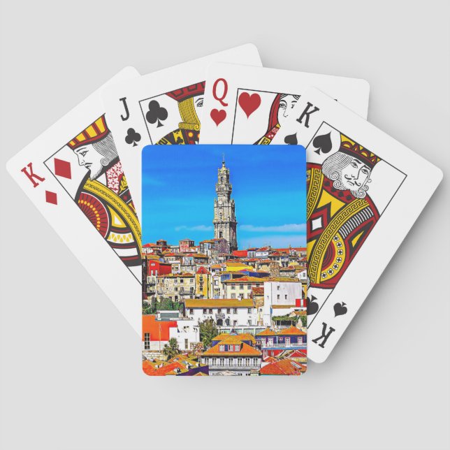 Baraja De Cartas Ciudad antigua de Oporto con torre Clerigos (Reverso)