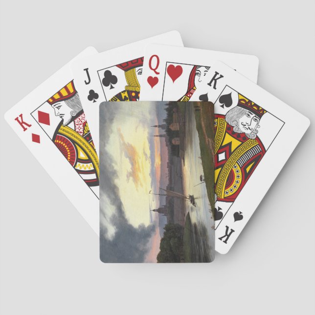 Baraja De Cartas Ciudad de Dresden al atardecer (Paisaje alemán) (Reverso)