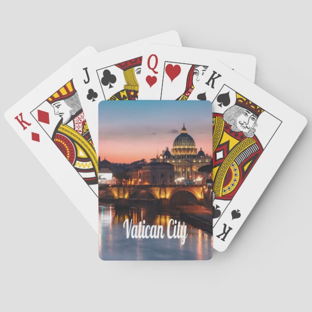 Baraja De Cartas Ciudad del Vaticano De Noche Iglesia Católica Roma (Reverso)