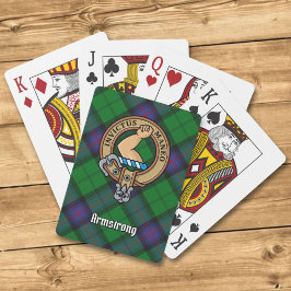 Baraja De Cartas Clan Armstrong Escudo sobre las tarjetas de juego 