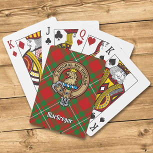 Baraja De Cartas Clan Gregor Escudo sobre las tarjetas de Tartán