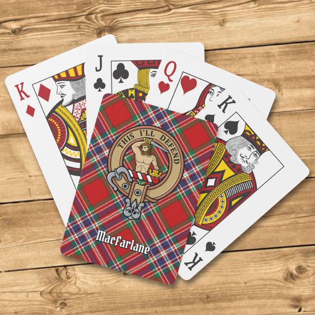 Baraja De Cartas Clan MacFarlane Escudo sobre Red Tartán (Subido por el creador)