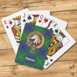 Baraja De Cartas Clan Oliphant Escudo sobre las tarjetas de Tartán
