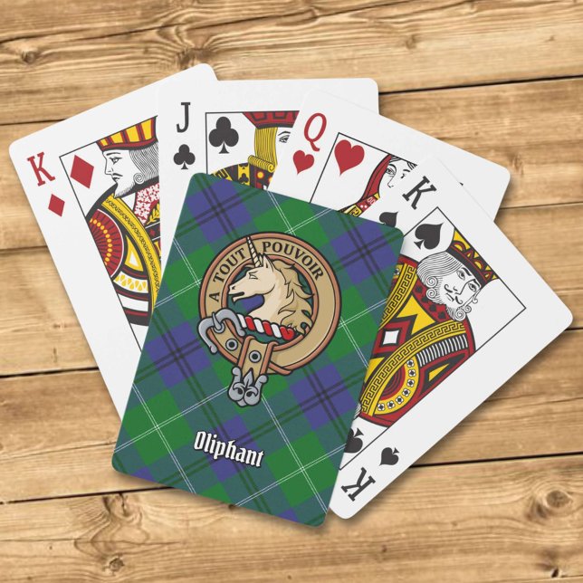 Baraja De Cartas Clan Oliphant Escudo sobre las tarjetas de Tartán (Subido por el creador)