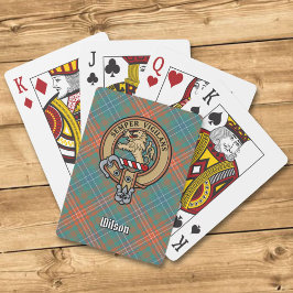 Baraja De Cartas Clan Wilson Escudo sobre el antiguo Tartán