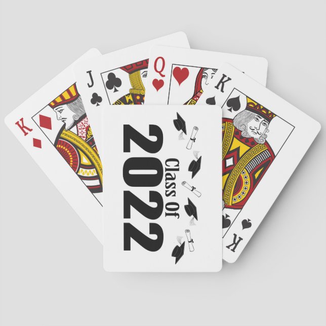 Baraja De Cartas Clase De 2022 Caps Y Diplomas (Negro) (Reverso)