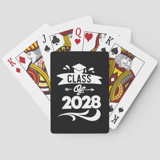 Baraja De Cartas Clase de 2028 TShirt Senior 2028 Graduación (Reverso)