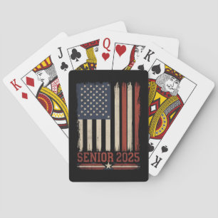 Baraja De Cartas Clase de graduación Senior 2025 bandera estadounid