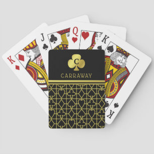 Baraja De Cartas Clásica tarjeta dorada negra para el club monogram