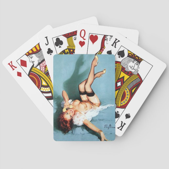 Baraja De Cartas Clásico de 1950 Chica de clavija ventilado en la P (Reverso)