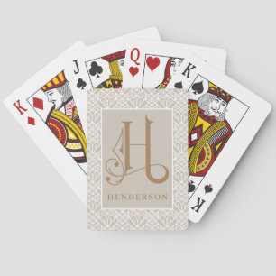 Baraja De Cartas Clásico Elegante Monograma H, Personalizar P