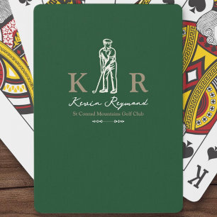Baraja De Cartas Clásico Golfista de Golf Verde