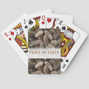 Baraja De Cartas Clásico Holiday Pine Cone Peace On Earth