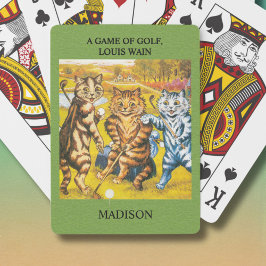 Baraja De Cartas Clásico Louis Wain Cats Jugando Golf Personalizado