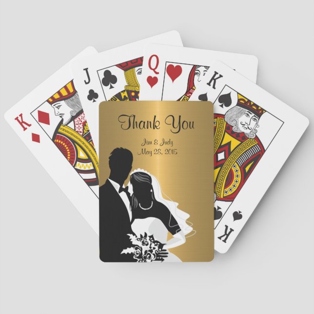 Baraja De Cartas Clásico Monograma Favoritos de boda (Reverso)