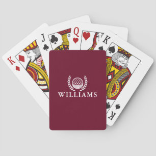 Baraja De Cartas Clásico Rojo Borgoña Nombre Personalizado Monogram