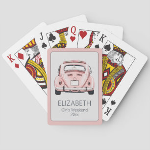 Baraja De Cartas Clásico Vintage Rosa Bug Buggy Coche Personalizado