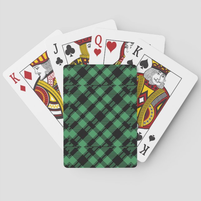 Baraja De Cartas Classic Holiday Green Checkered Pattern  (Reverso)