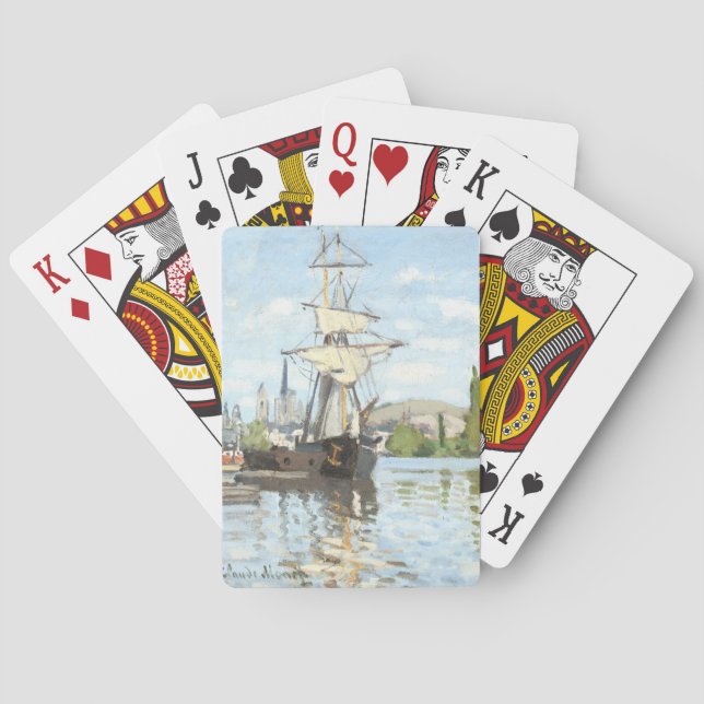 Baraja De Cartas Claude Monet. Barcos navegando por el Sena en Roue (Reverso)