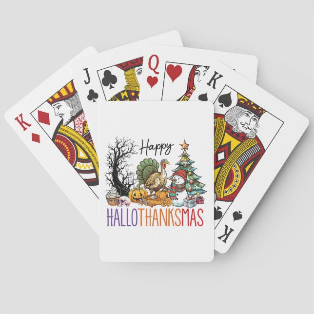 Baraja De Cartas Clipart Feliz Hallothanksmas (Reverso)