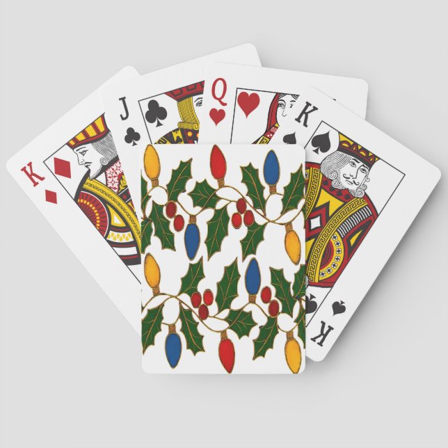 Baraja De Cartas Cloisonne Art Christmas Lights and Holly (Reverso)