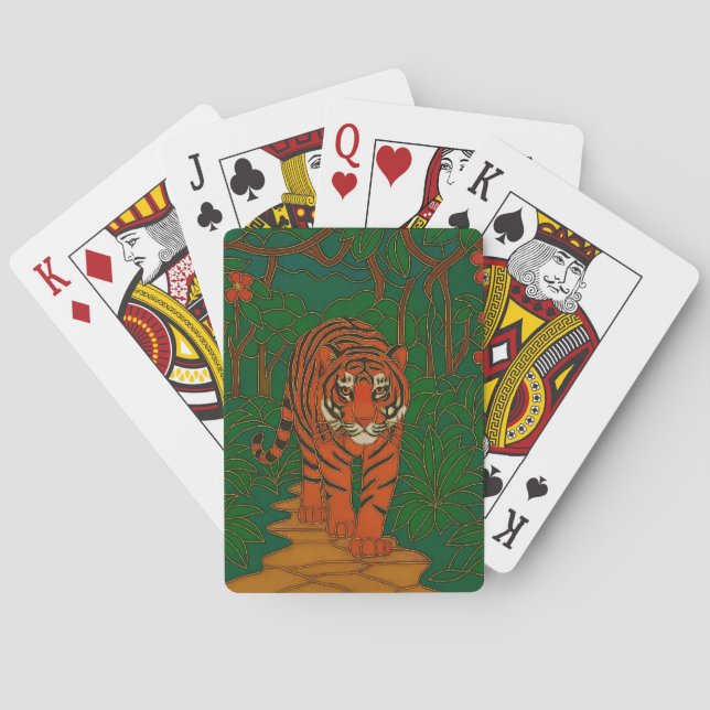 Baraja De Cartas Cloisonne Art Tiger on the Jungle Path (Reverso)