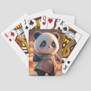 Baraja De Cartas Club de Panda con atuendo chino tradicional