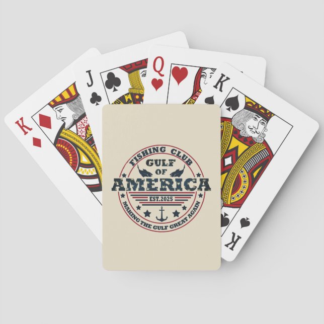 Baraja De Cartas Club de pesca del Golfo de América Patriótico amer (Reverso)