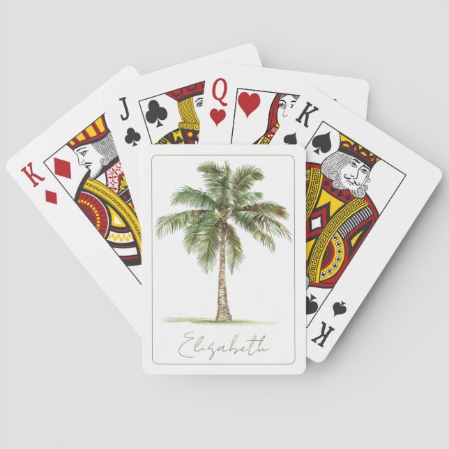 Baraja De Cartas Coastal Palm Tree Personalized (Reverso)