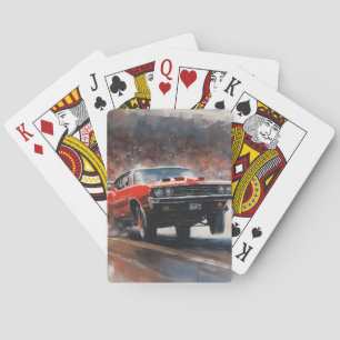 Baraja De Cartas Coche de músculo rojo vintage