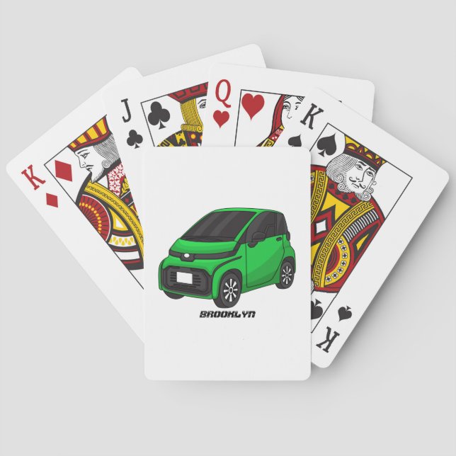 Baraja De Cartas Coche de pequeño tamaño verde (Reverso)