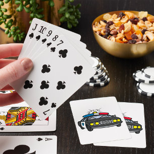 Baraja De Cartas Coche de Policía con Luces de Sirena Intermitentes