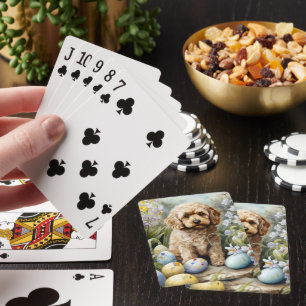 Baraja De Cartas Cockapoo con festividad de huevos de Pascua