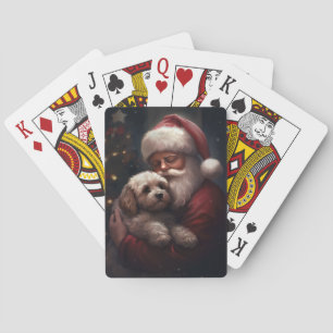 Baraja De Cartas Cockapoo Con Santa Claus Navideño Festivo