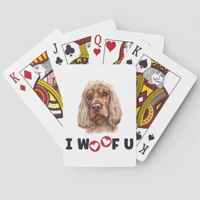 Baraja De Cartas Cocker inglés Spaniel Dog I Woof You (Reverso)