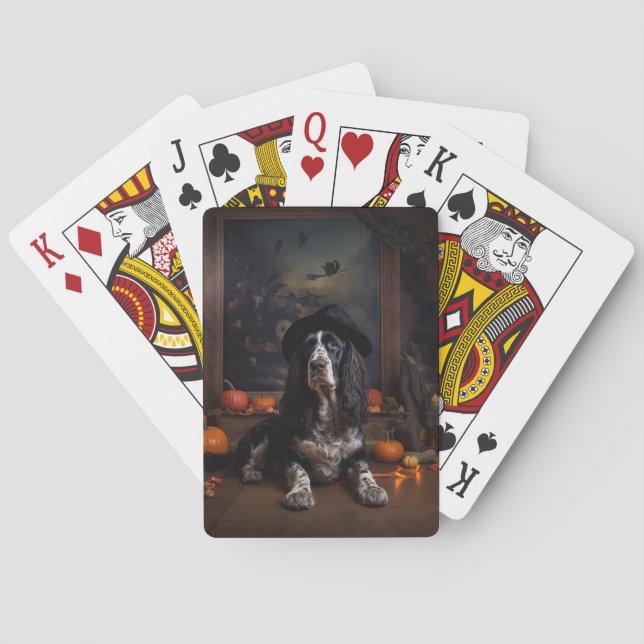 Baraja De Cartas Cocker inglés Spaniel Pumpkins Halloween Scary (Reverso)