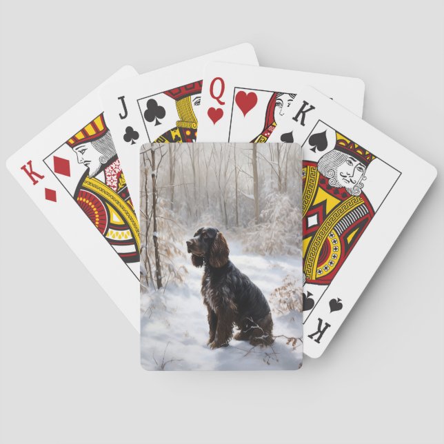 Baraja De Cartas Cocker Spaniel Deja que nieve Navidad (Reverso)